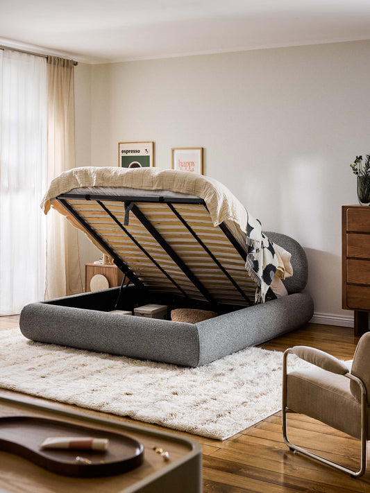 Alborea Upholstered Bouclé Bed with Storage