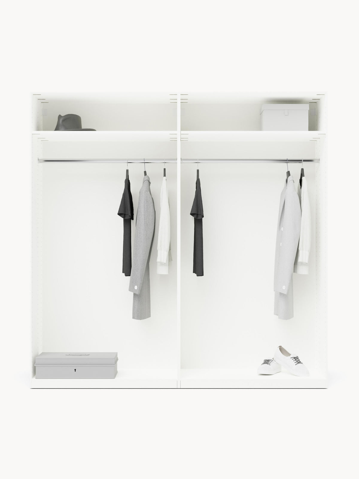 Charlissa Modular Hinged-Door Wardrobe, 200 cm Wide, in Various Sizes