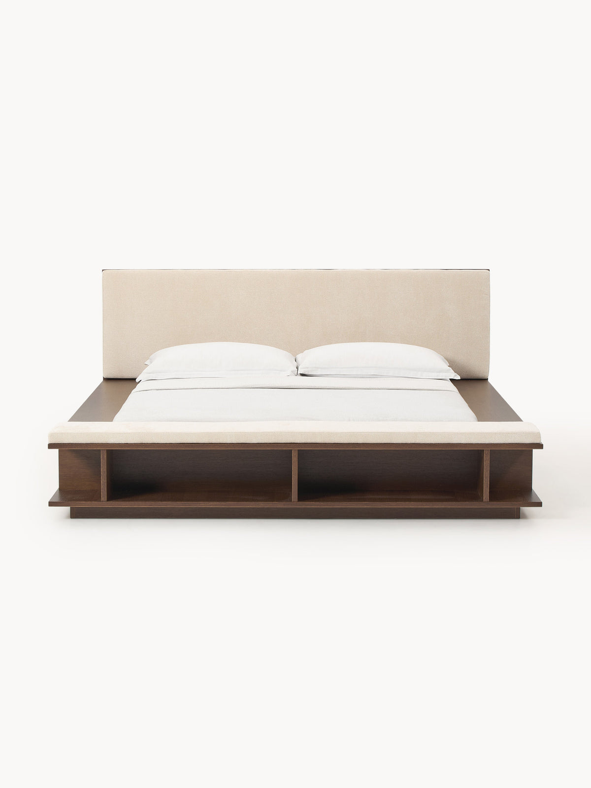 Clarenzo Wooden Bed Frame with Bench and Side Shelves