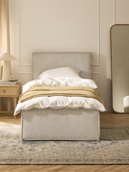 Dravena Corduroy Single Bed with Storage