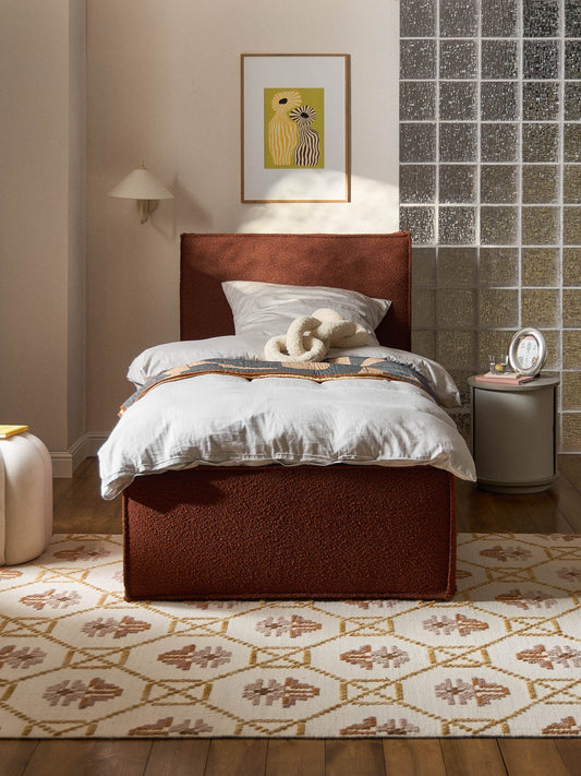 Dravena Single Bed in Bouclé