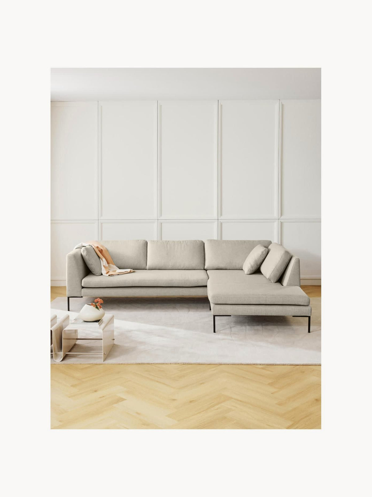 Emmaline Corner Sofa with Metal Legs