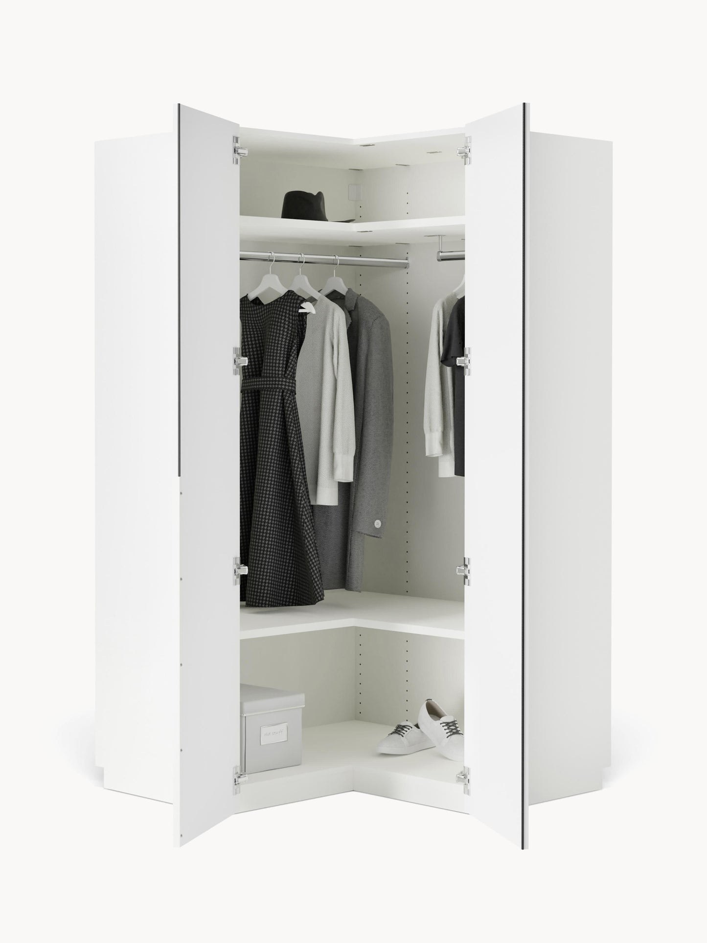 Leandro Modular Corner Wardrobe, 115 cm Wide, in Various Sizes