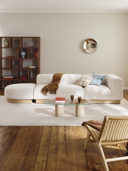 Natessia Modular Ottoman in Teddy Bouclé with Stool (Left/Right)