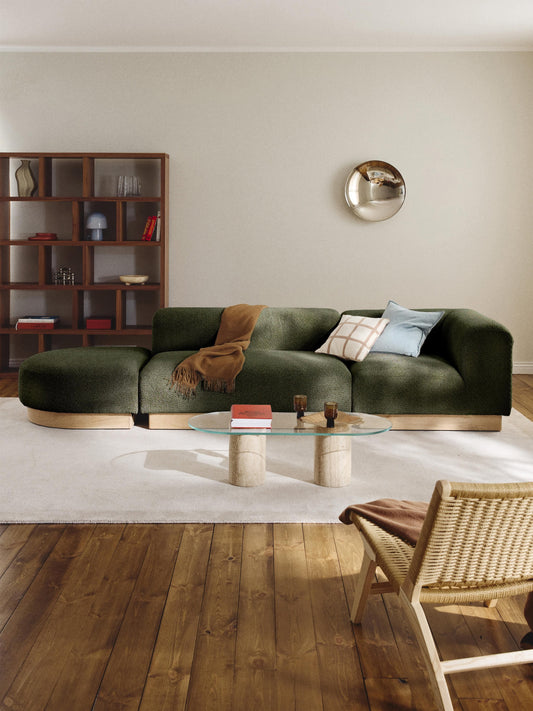 Natessia Modular Ottoman in Teddy Bouclé with Stool (Left/Right)