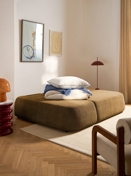 Paolenzo Sofa Bed in Teddy Bouclé with Storage