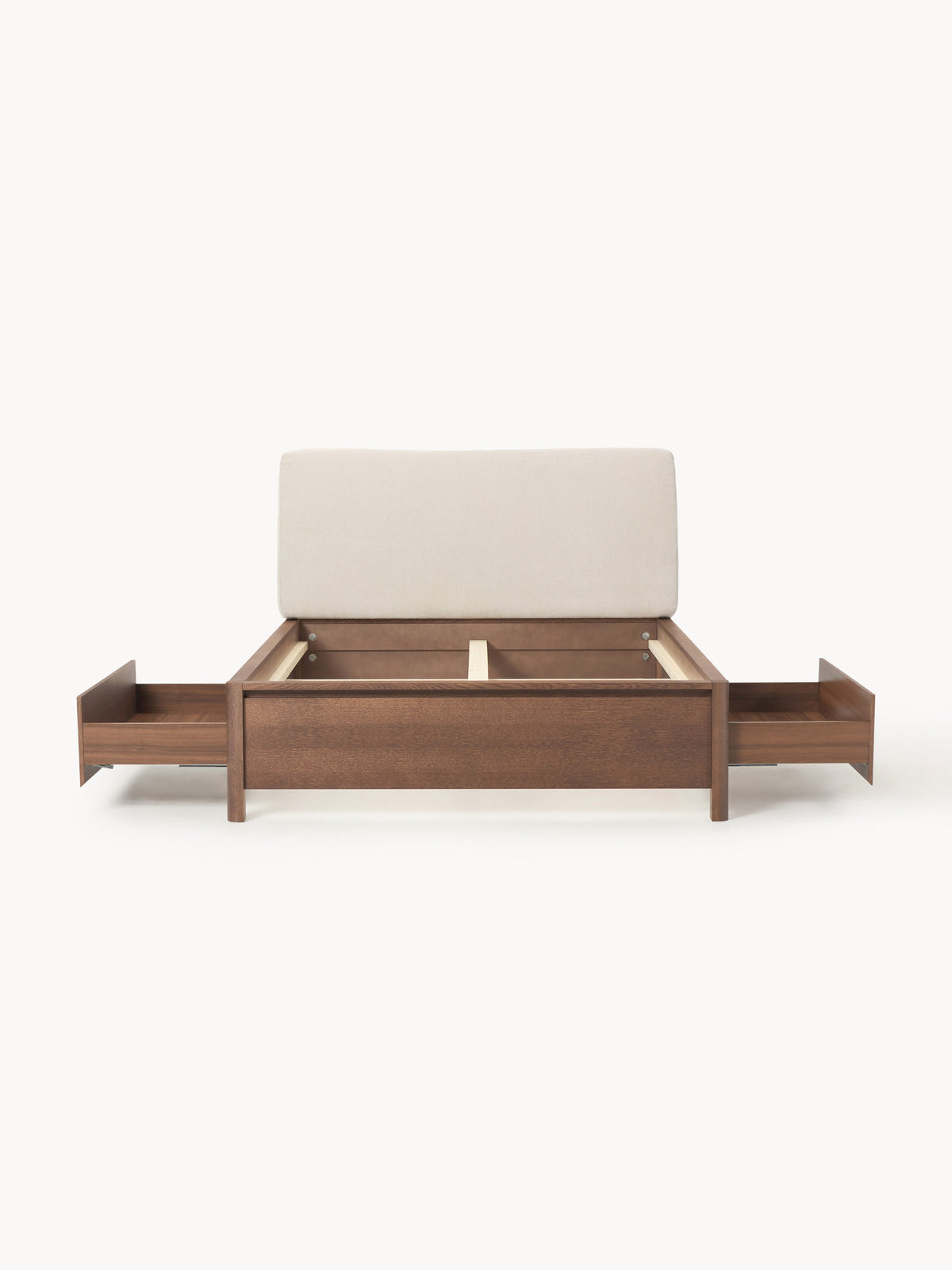 Santevo Wooden Bed with Drawers and Upholstered Headboard