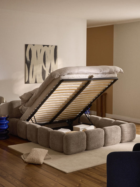 Taliska Upholstered Teddy Bouclé Bed with Storage