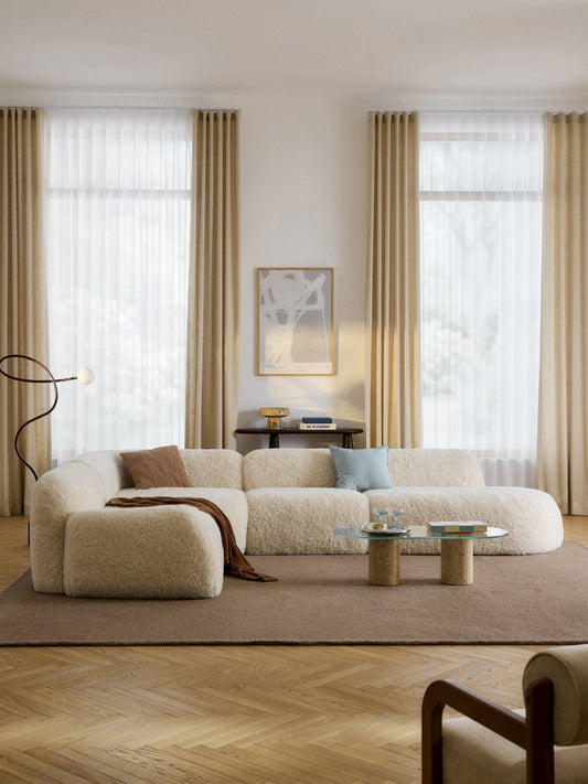 Wolnera Modular XL Teddy Corner Sofa with Chaise Longue
