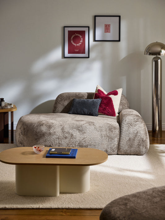 Wolnera Teddy Bouclé Sofa (2-Seater) with Chaise Longue