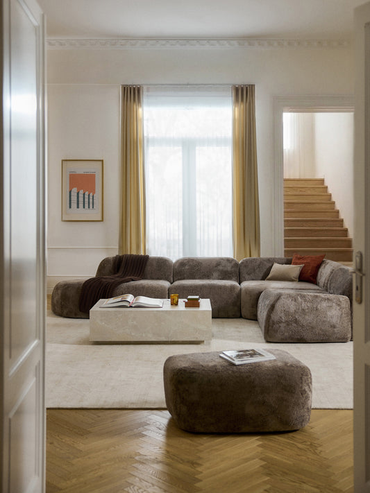 Wolnera XL Modular Teddy Bouclé Corner Sofa with Chaise Longue