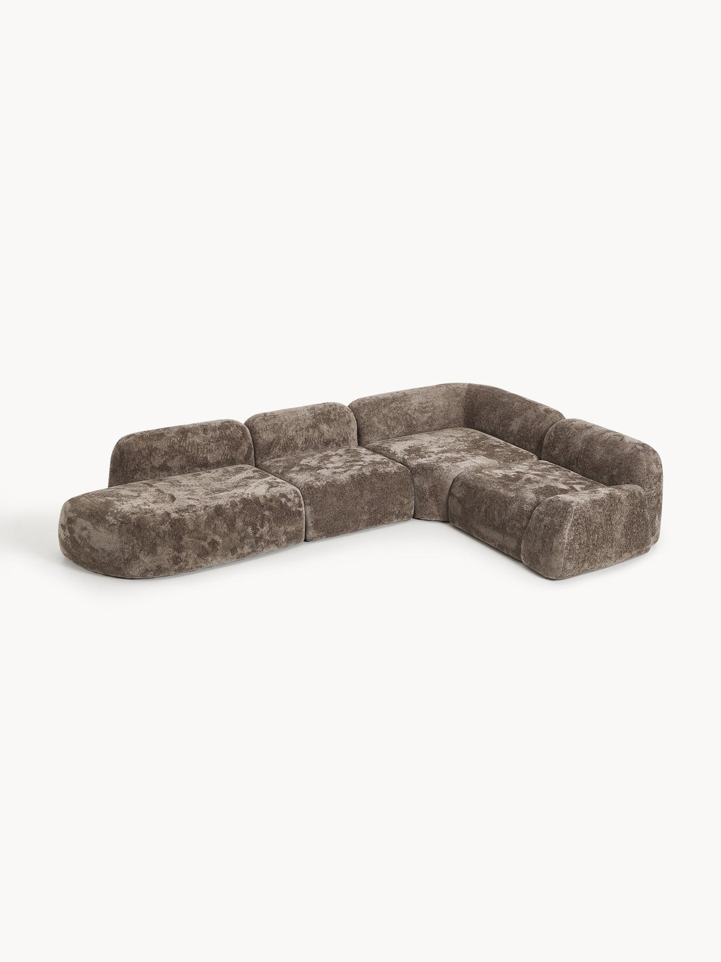 Wolnera XL Modular Teddy Bouclé Corner Sofa with Chaise Longue