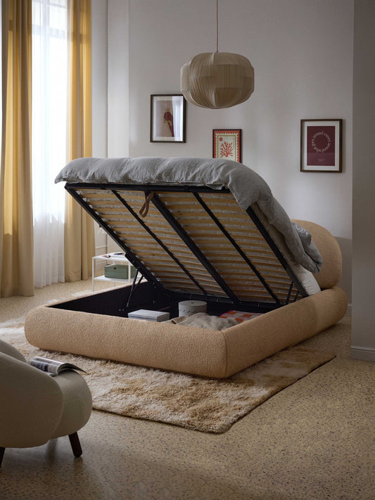 Alborea Upholstered Bouclé Bed with Storage