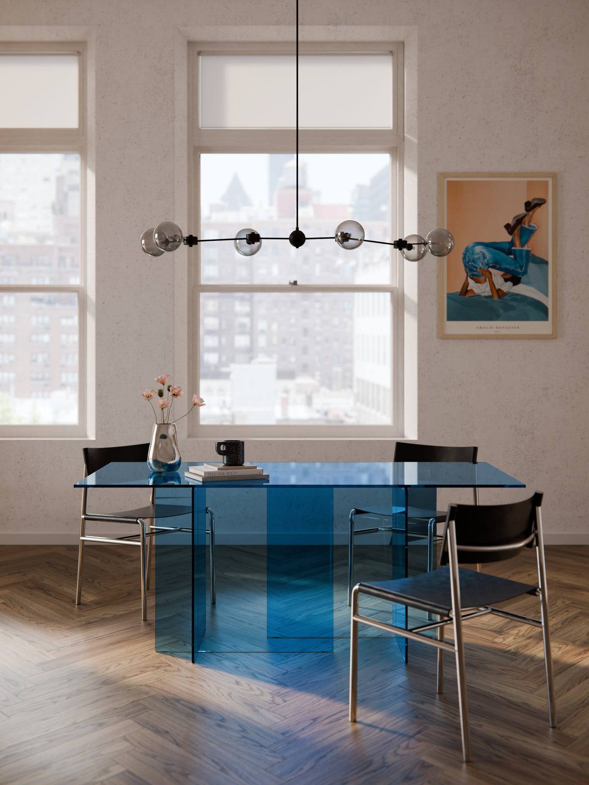 Anouska Glass Dining Table, 180 x 90 cm