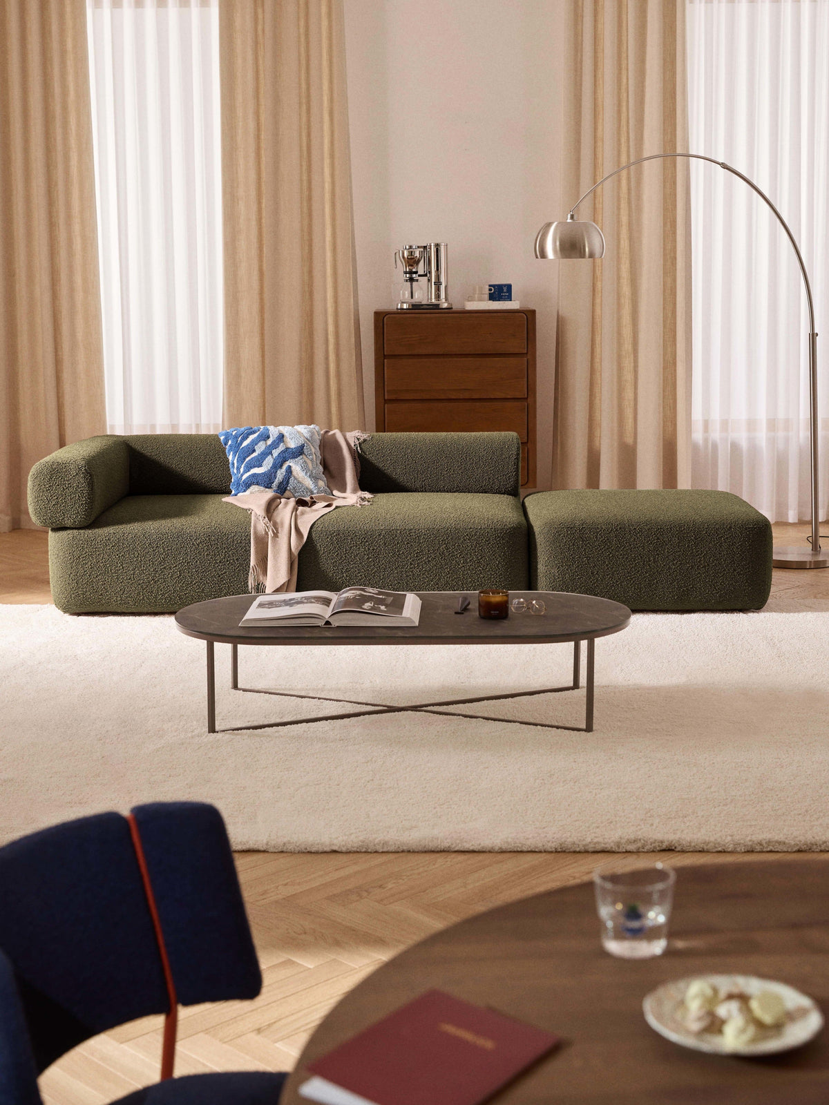 Antenzo Bouclé Modular Ottoman