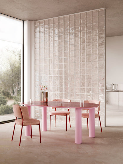 Benardo Organic Dining Table with Glass Top, 200 x 110 cm