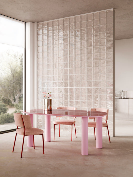 Benardo Organic Dining Table with Glass Top, 200 x 110 cm