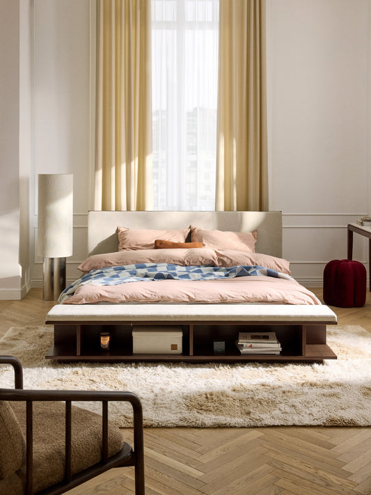 Clarenzo Wooden Bed Frame with Bench and Side Shelves