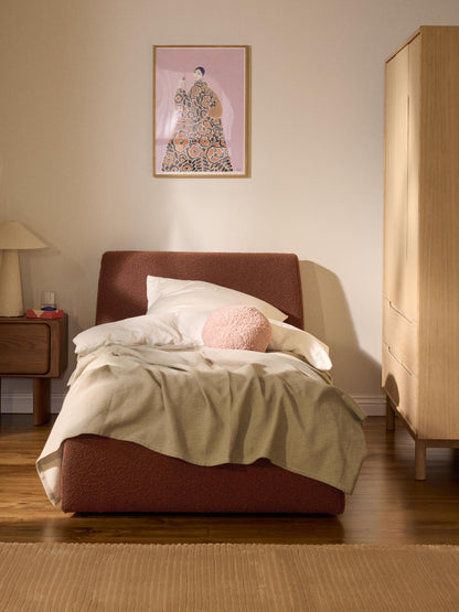 Clonvera Bouclé Single Bed with Storage