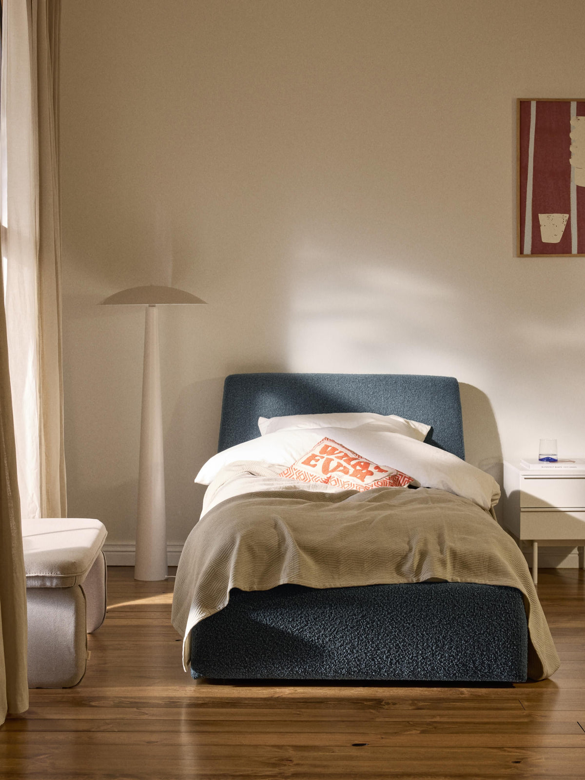Clonvera Bouclé Single Bed with Storage