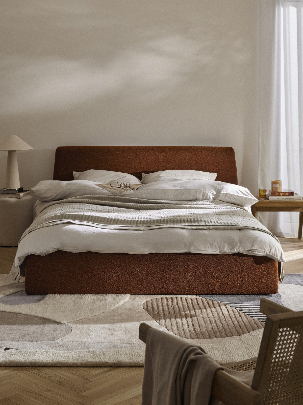 Clonvera Upholstered Bouclé Bed with Storage