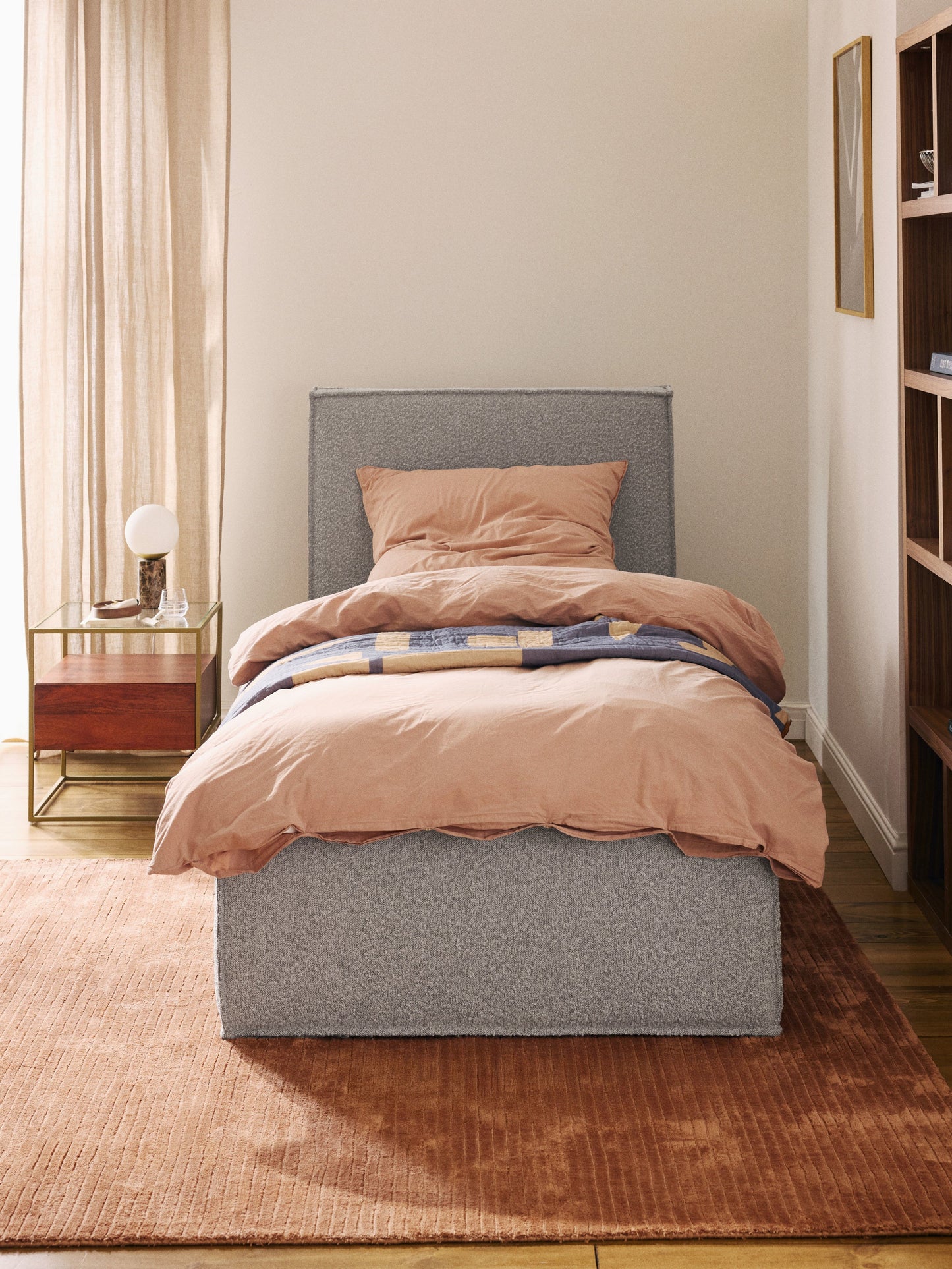 Dravena Single Bed in Bouclé