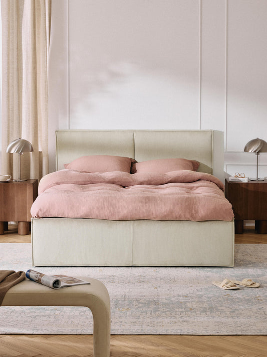 Dravena Upholstered Bed in Corduroy