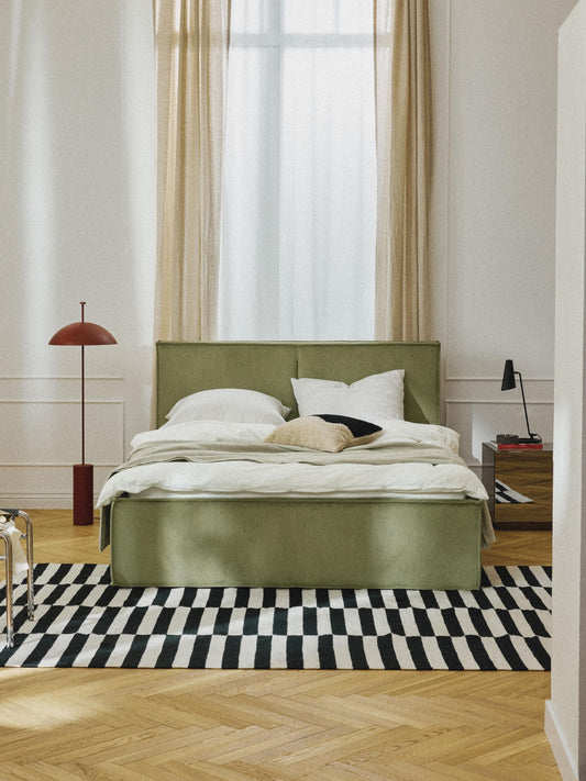 Dravena Upholstered Corduroy Bed with Storage