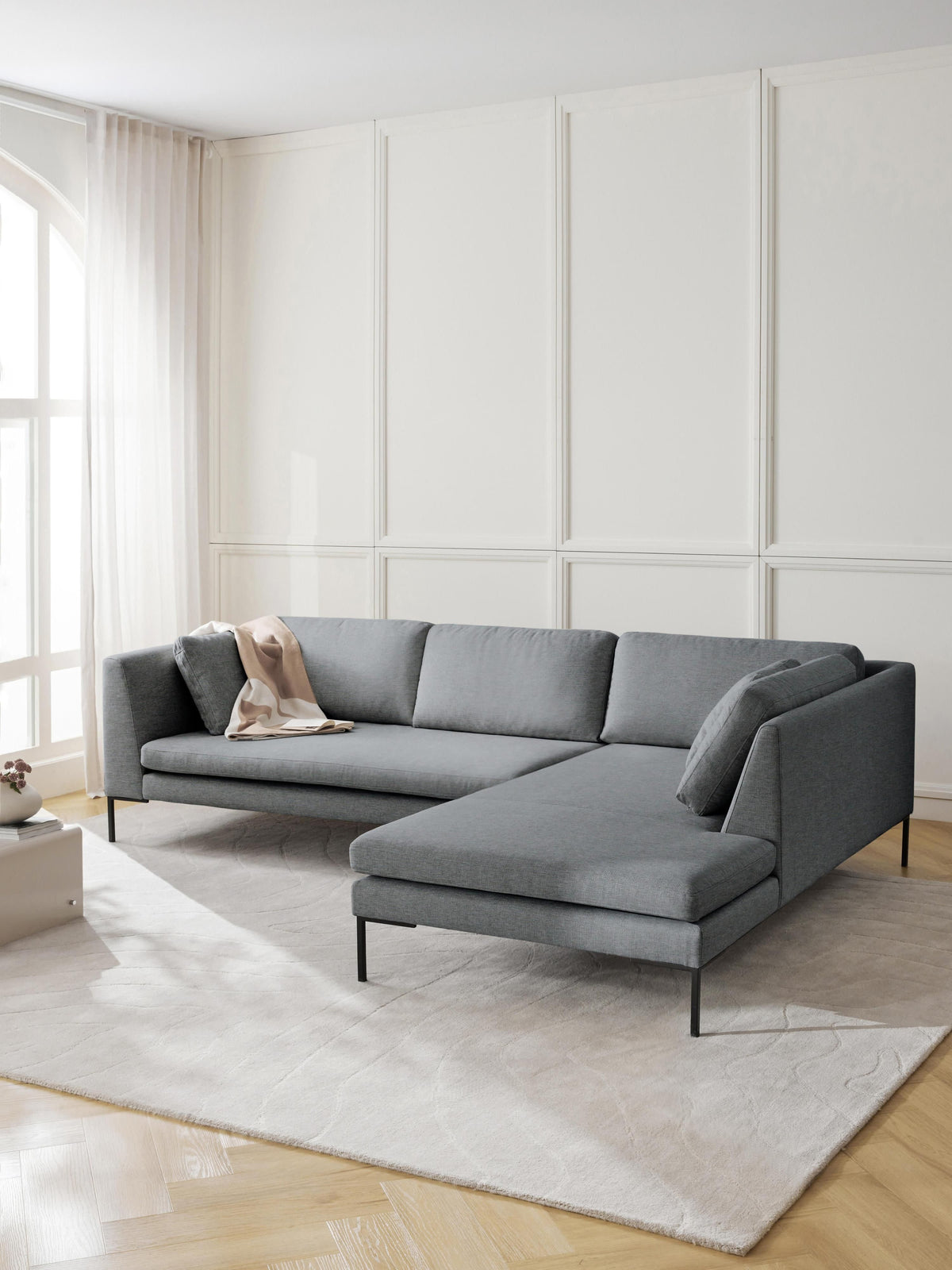 Emmaline Corner Sofa with Metal Legs