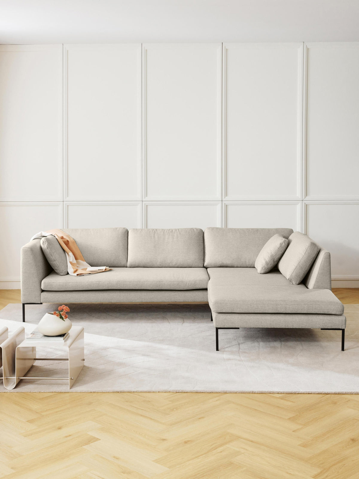 Emmaline Corner Sofa with Metal Legs