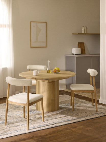 Filenzo Extendable Dining Table with Grooved Texture, 120 - 160 x 75 cm