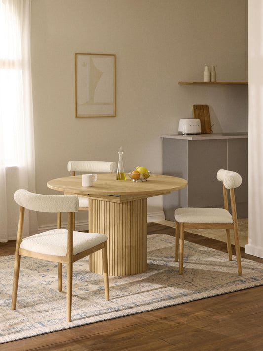 Filenzo Extendable Dining Table with Grooved Texture, 120 - 160 x 75 cm