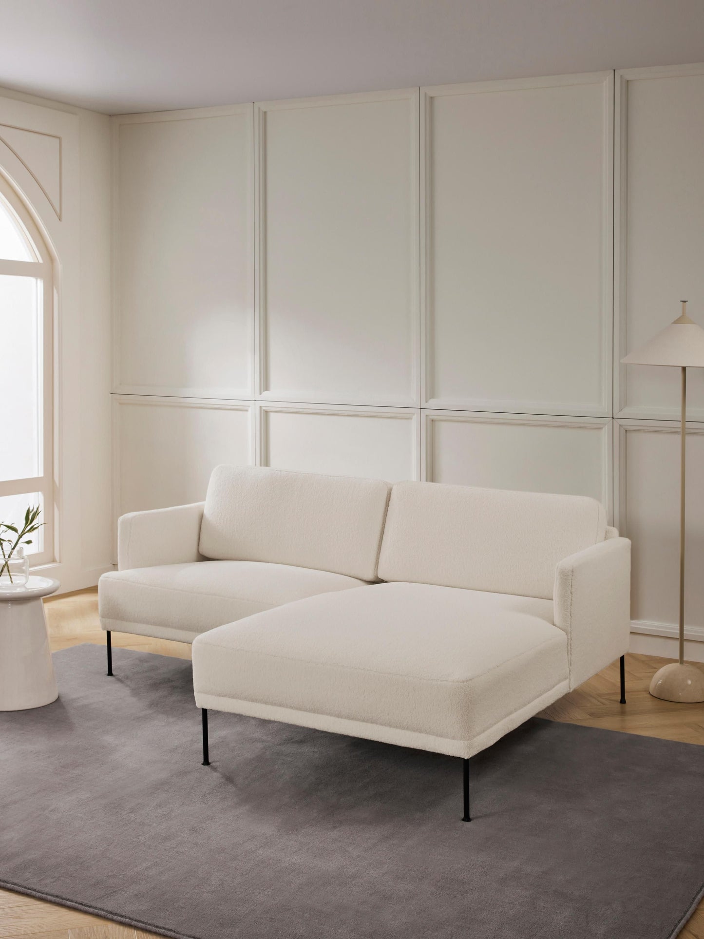 Fluenzo Small Corner Sofa in Teddy Fabric