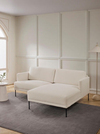 Fluenzo Small Corner Sofa in Teddy Fabric