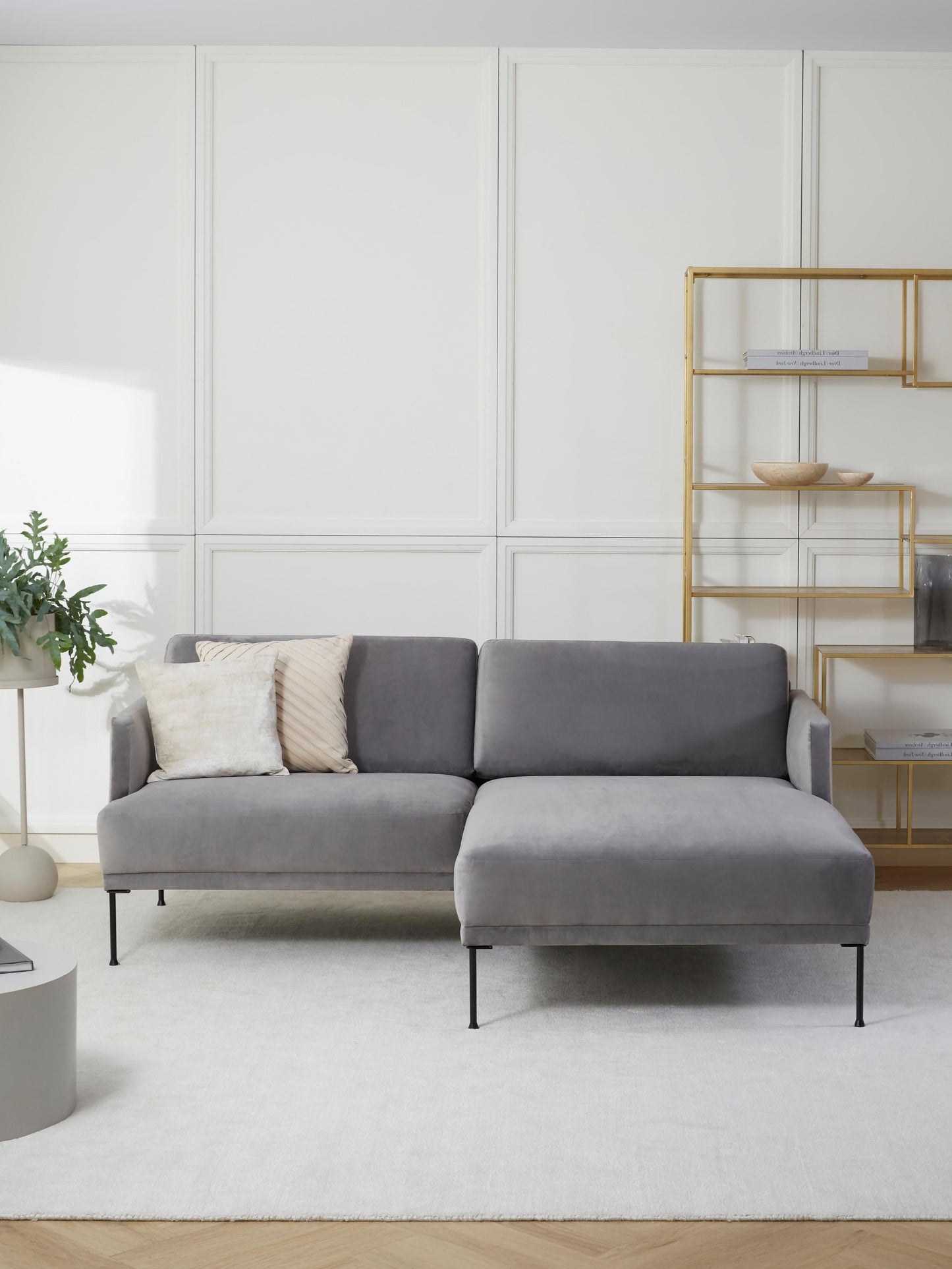 Fluenzo Small Velvet Corner Sofa
