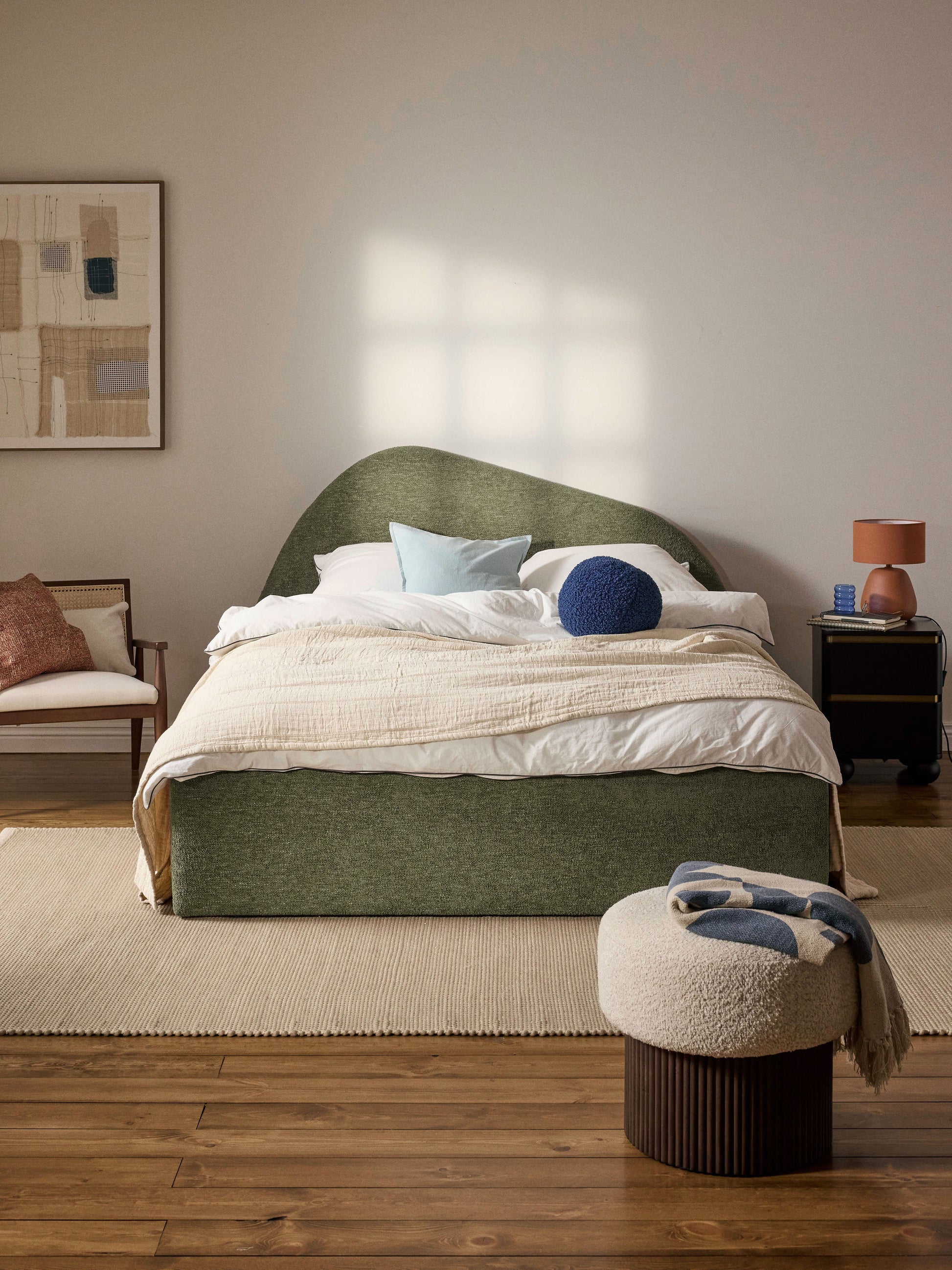 Garnell Upholstered Bouclé Bed
