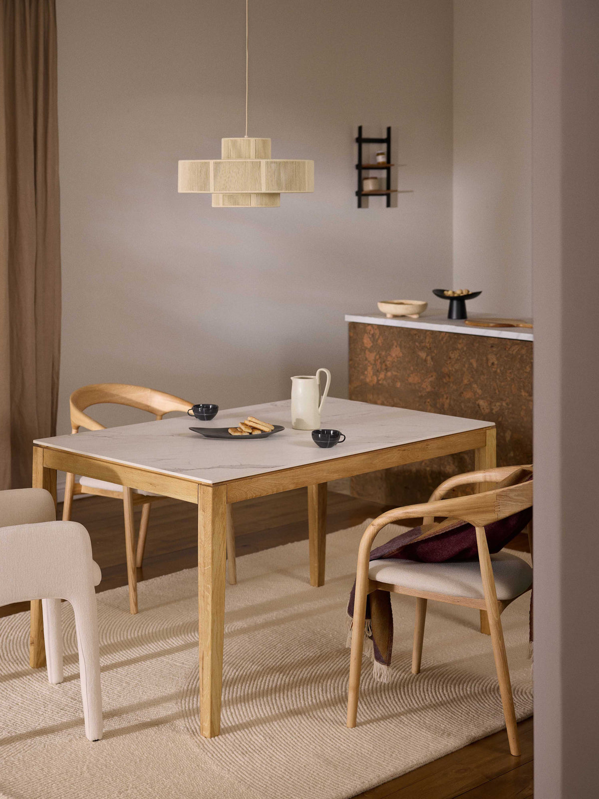 Jackendo Dining Table with Marble-Look Tabletop, in Various Sizes