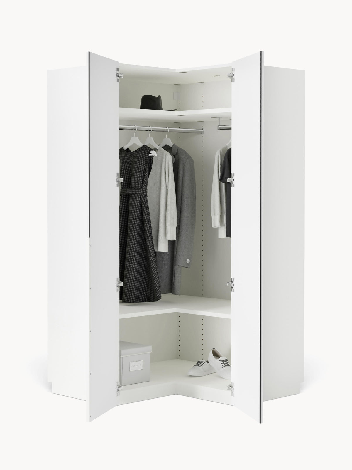 Leandro Modular Corner Wardrobe, 115 cm Wide, in Various Sizes