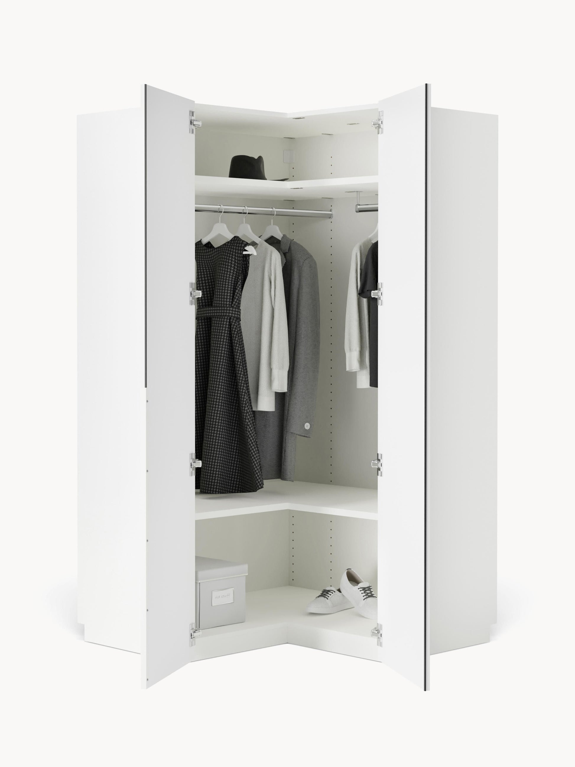 Leandro Modular Corner Wardrobe, 115 cm Wide, in Various Sizes