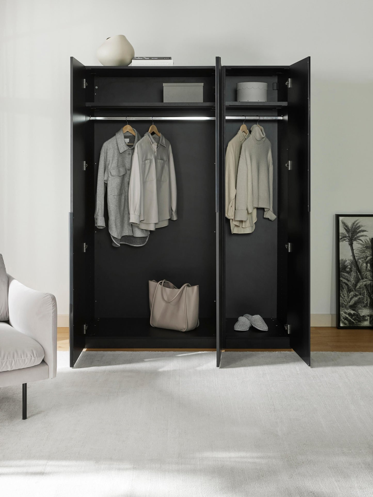 Leandro Modular Hinged-Door Wardrobe, 150 cm Wide, in Various Sizes