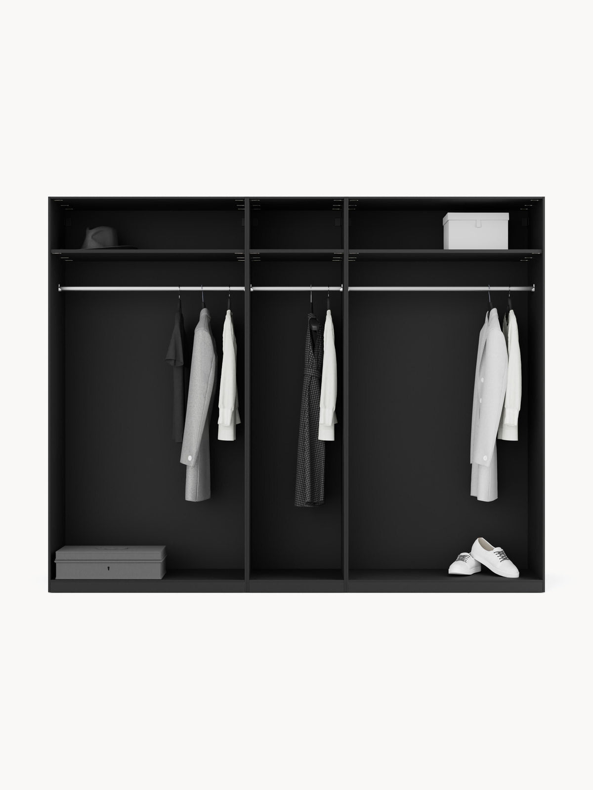 Leandro Modular Hinged-Door Wardrobe, 250 cm Wide, in Various Sizes