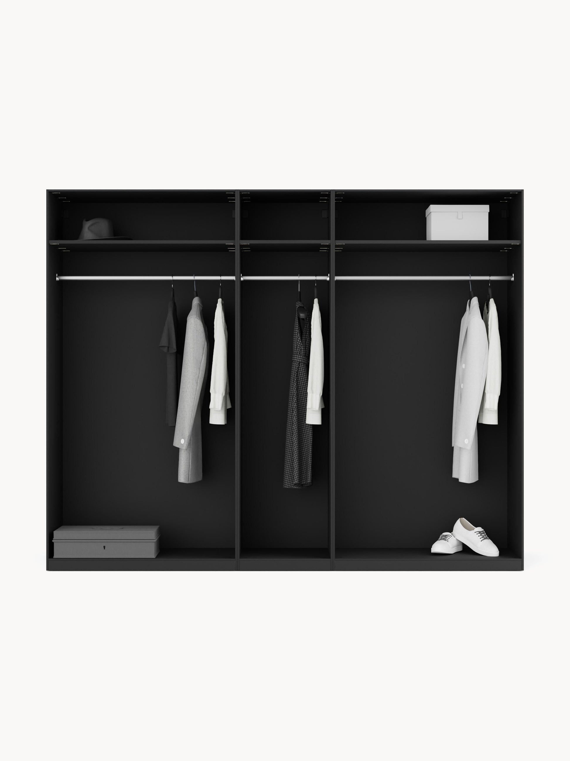 Leandro Modular Hinged-Door Wardrobe, 250 cm Wide, in Various Sizes