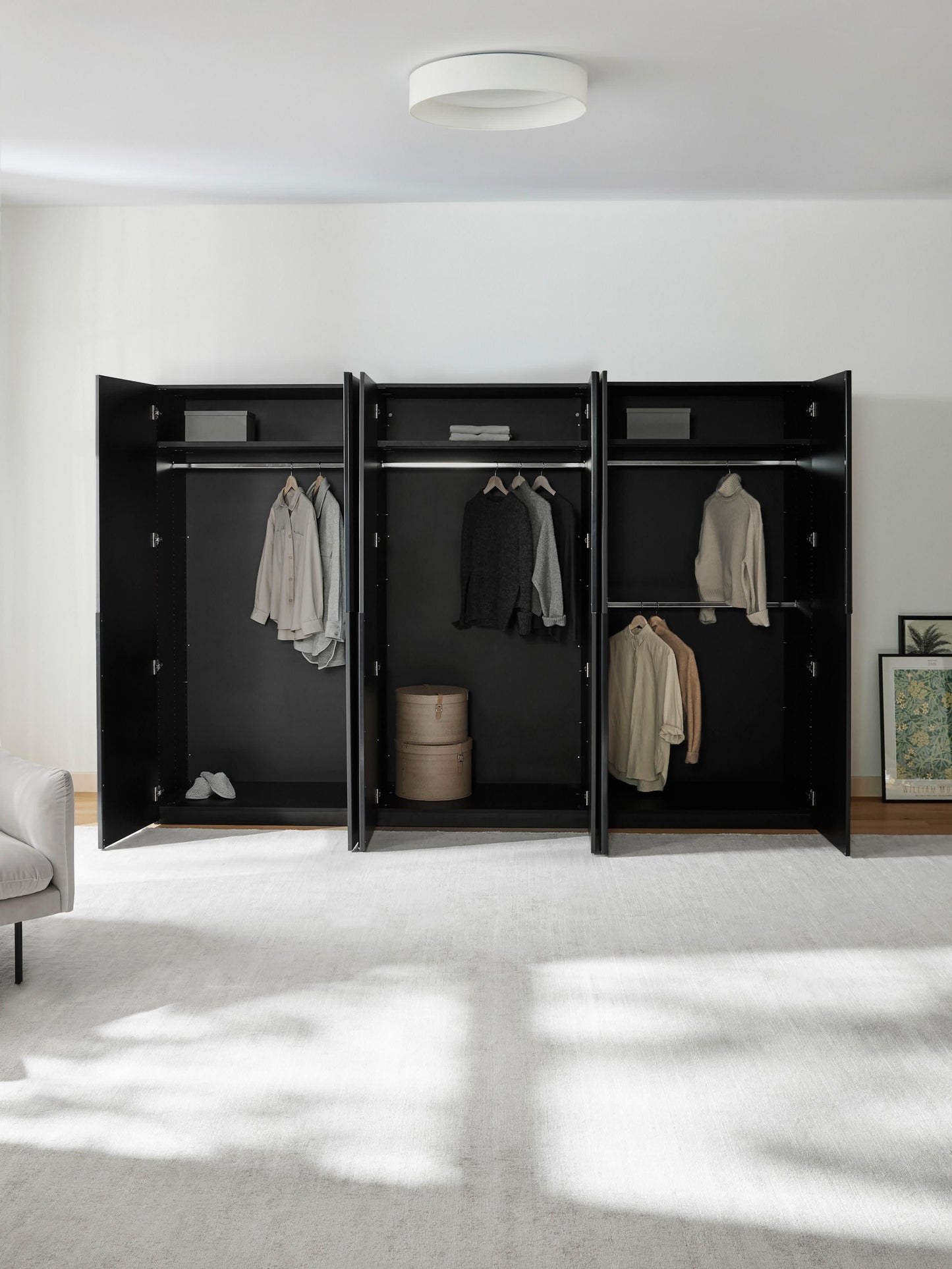 Leandro Modular Hinged-Door Wardrobe, 300 cm Wide, in Various Sizes