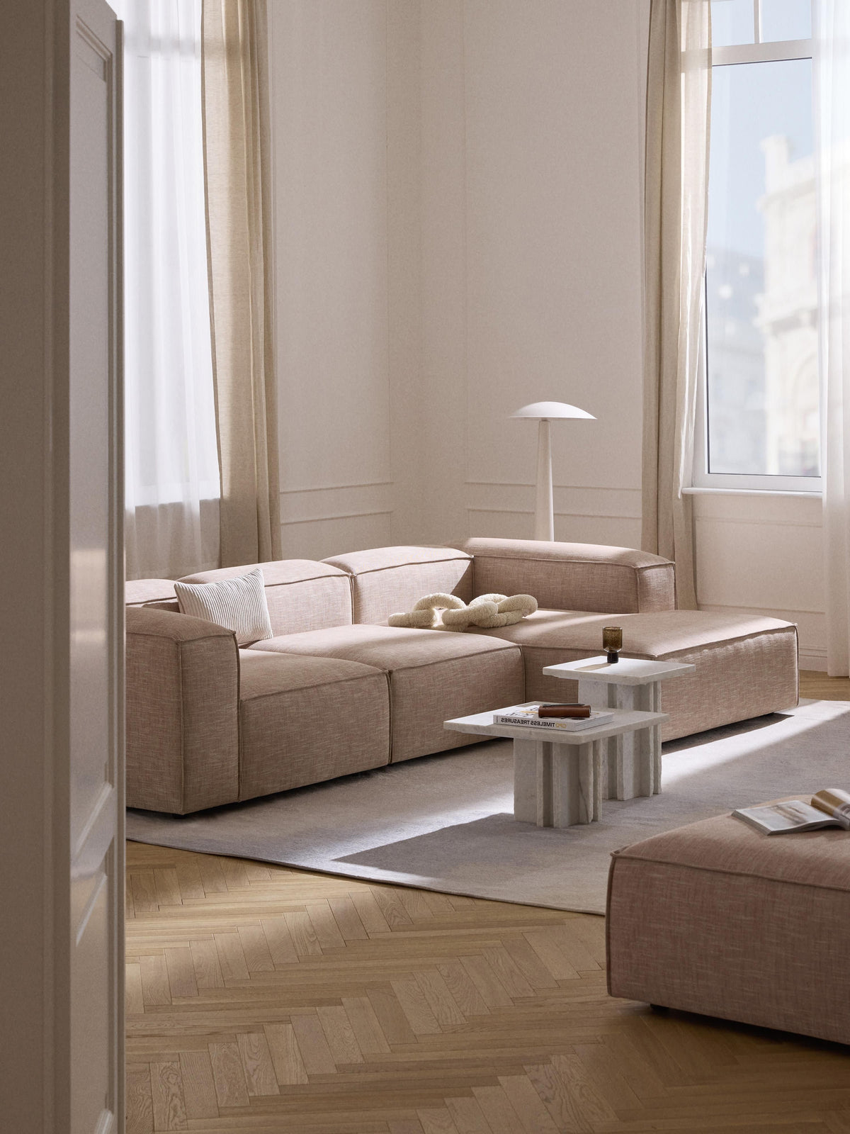 Lenmoor Modular Corner Sofa (4-Seater) in Linen Blend