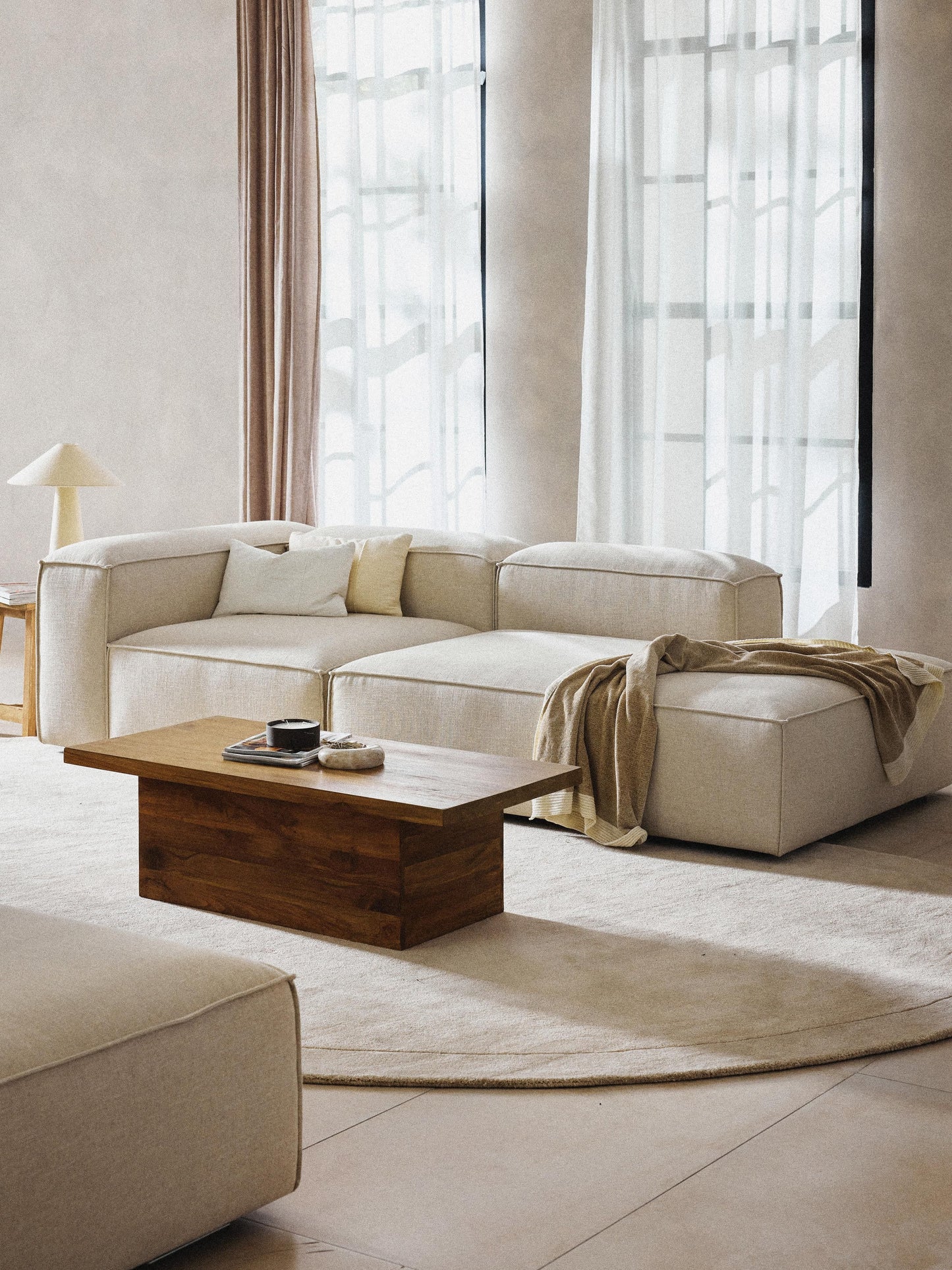 Lenmoor Modular Linen Blend Ottoman
