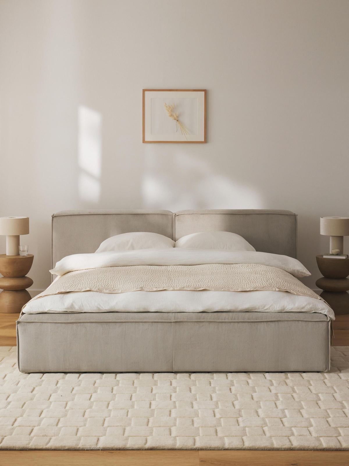 Lenmoor Upholstered Corduroy Bed with Storage