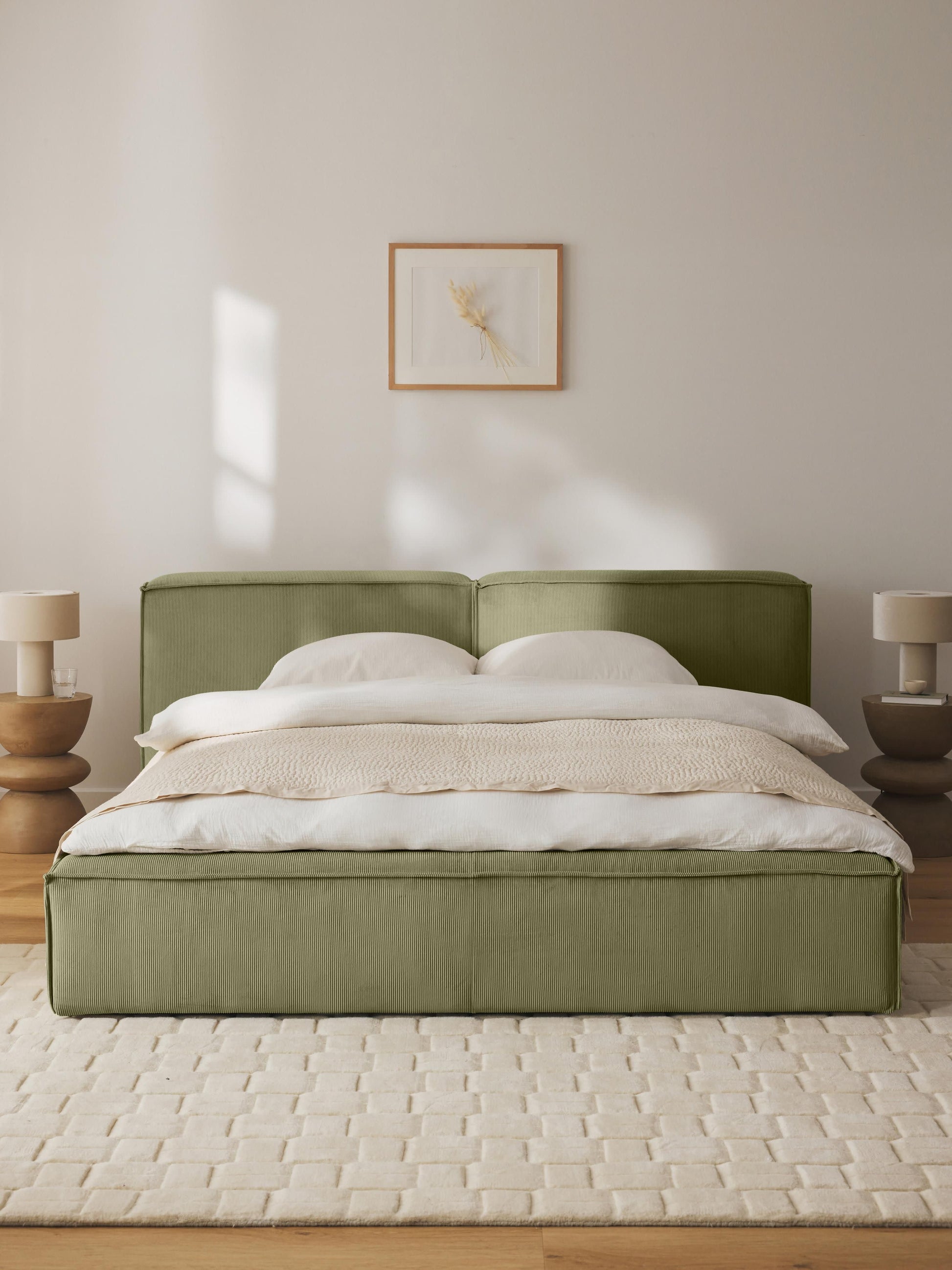 Lenmoor Upholstered Corduroy Bed with Storage