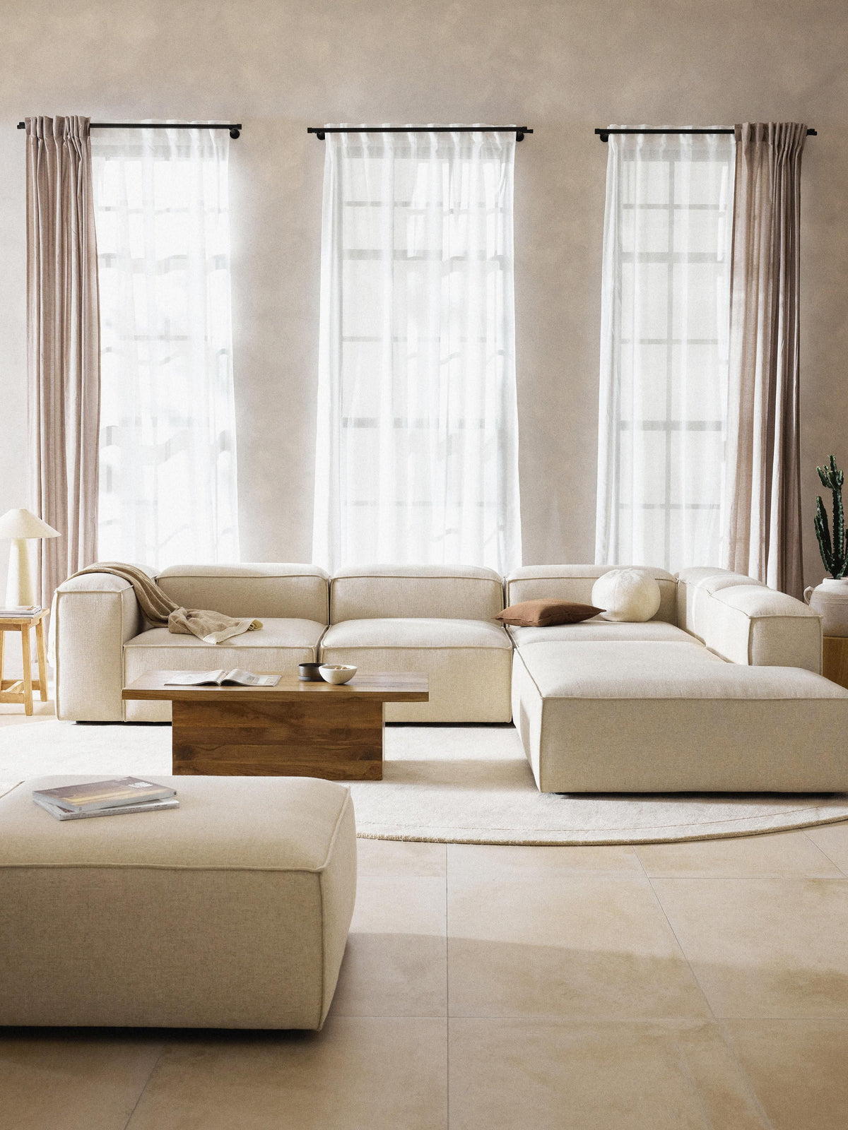 Lenmoor XL Modular Corner Sofa (4-Seater) in Linen Blend