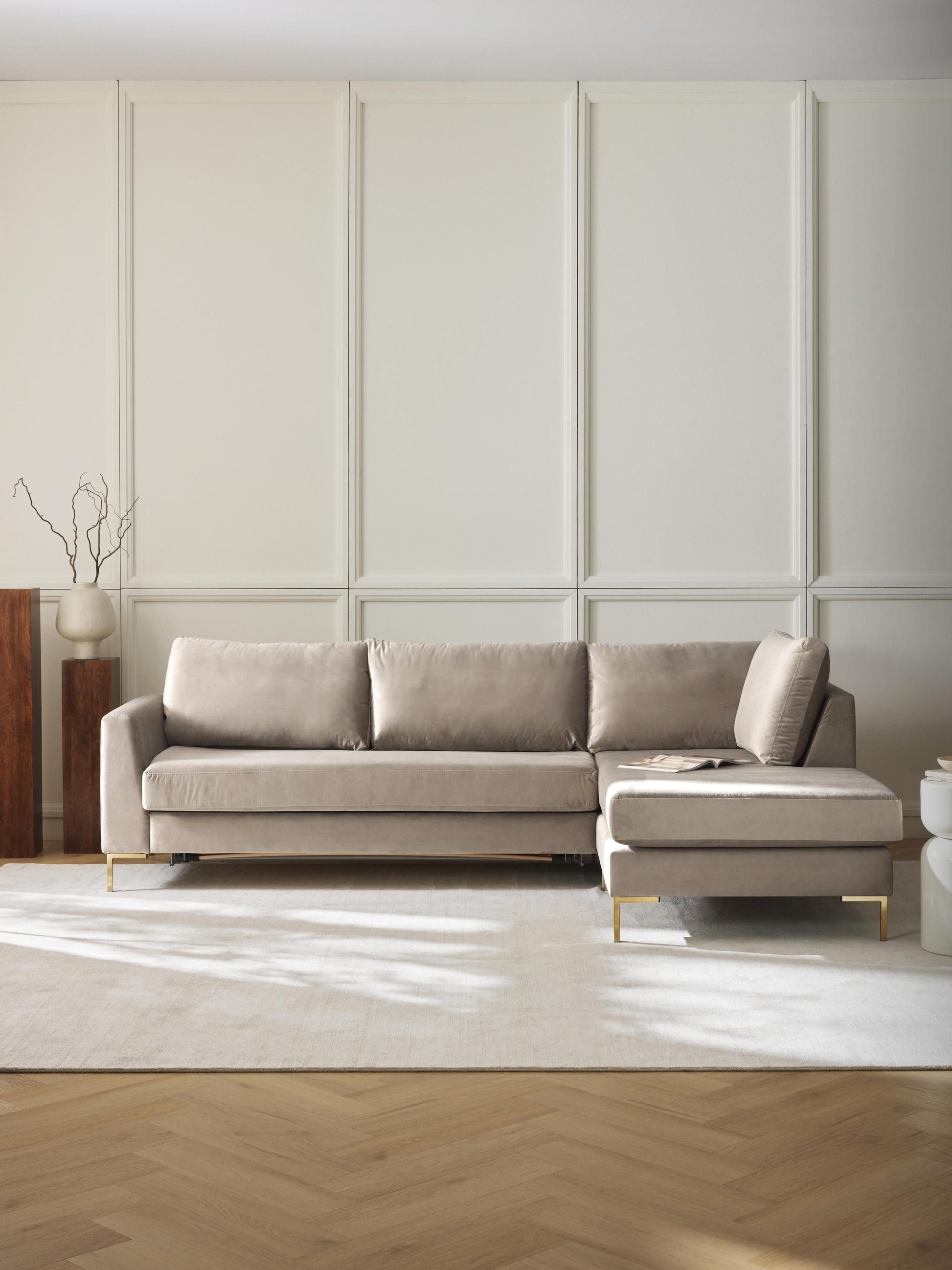 Lunessia Velvet Sofa Bed with Mattress, 3-Seater