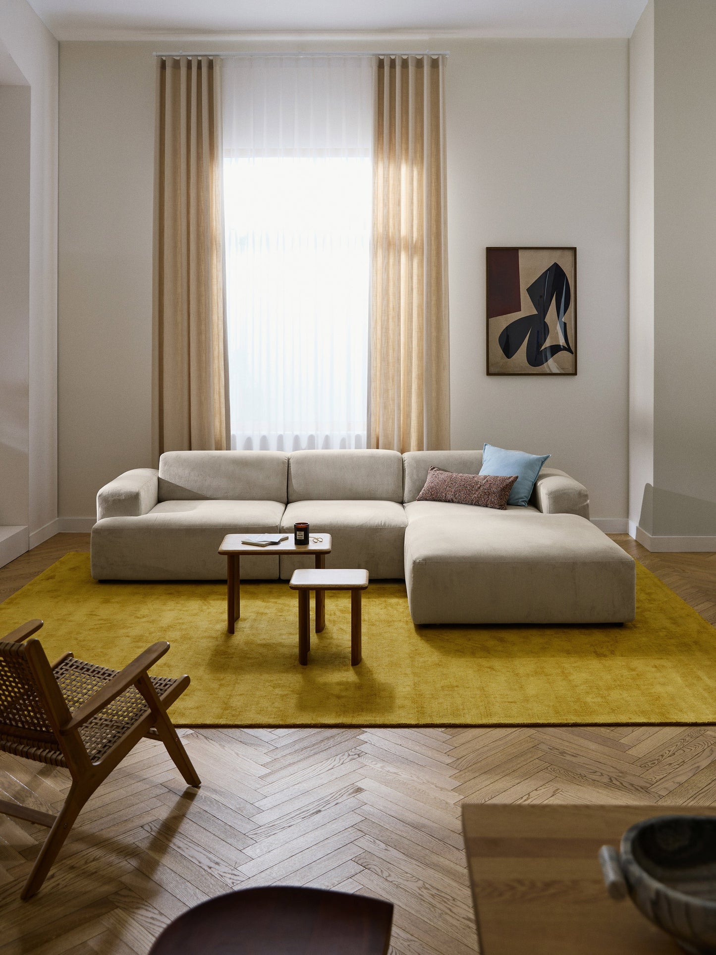 Melvara Corduroy Corner Sofa (4-Seater)